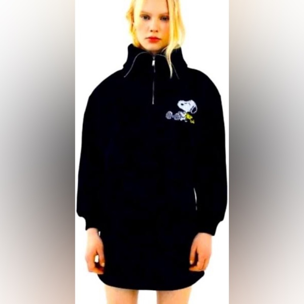 Zara Peanuts sweater zip polo dress limited edition